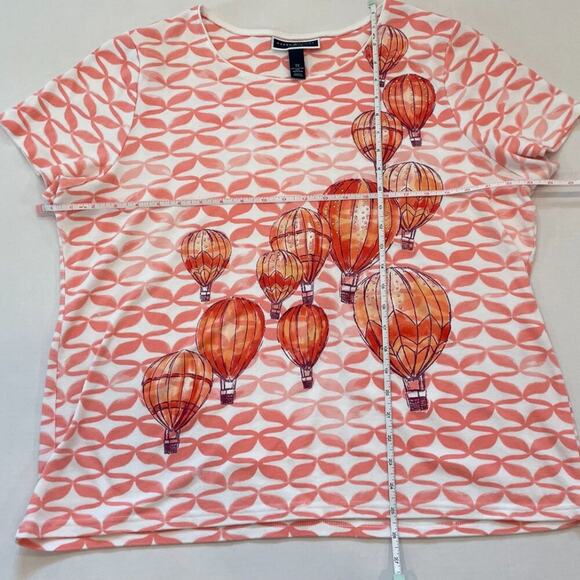 Cotton Blend Orange/Peach/Coral Graphic T-Shirt, Hot Air Balloon, Bling Size 2X - Picture 10 of 12